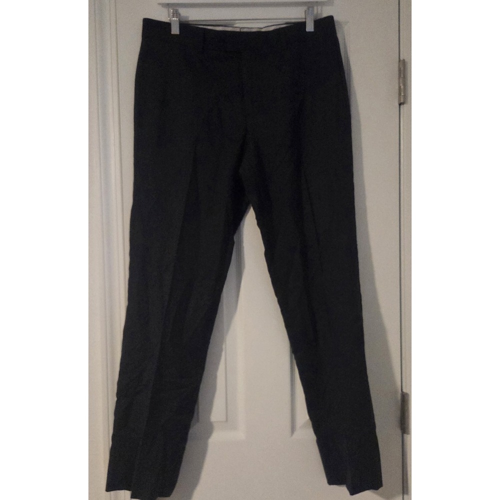 Brooks Brothers 1818 Mens Black Wool Slim Fit Pleated Tapered Pants 31x30